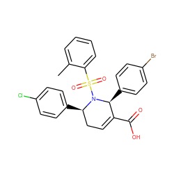 Cc1ccccc1S(=O)(=O)N1[C@H](c2ccc(Cl)cc2)CC=C(C(=O)O)[C@@H]1c1ccc(Br)cc1 ZINC000066122765