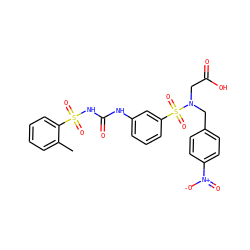 Cc1ccccc1S(=O)(=O)NC(=O)Nc1cccc(S(=O)(=O)N(CC(=O)O)Cc2ccc([N+](=O)[O-])cc2)c1 ZINC000029546771