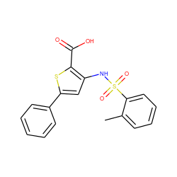 Cc1ccccc1S(=O)(=O)Nc1cc(-c2ccccc2)sc1C(=O)O ZINC000003648511