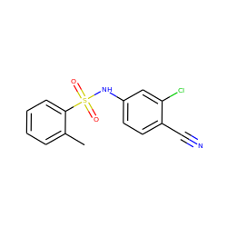 Cc1ccccc1S(=O)(=O)Nc1ccc(C#N)c(Cl)c1 ZINC000088717537