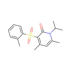 Cc1ccccc1S(=O)(=O)c1c(C)cc(C)n(C(C)C)c1=O ZINC000001397545