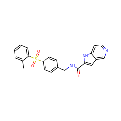 Cc1ccccc1S(=O)(=O)c1ccc(CNC(=O)c2cc3cnccc3[nH]2)cc1 ZINC000096282778