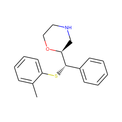 Cc1ccccc1S[C@@H](c1ccccc1)[C@@H]1CNCCO1 ZINC000028118674