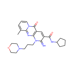 Cc1cccn2c(=O)c3cc(C(=O)NC4CCCC4)c(=N)n(CCCN4CCOCC4)c3nc12 ZINC000013464939