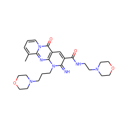 Cc1cccn2c(=O)c3cc(C(=O)NCCN4CCOCC4)c(=N)n(CCCN4CCOCC4)c3nc12 ZINC000015894592