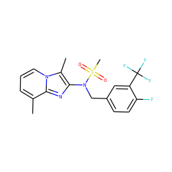 Cc1cccn2c(C)c(N(Cc3ccc(F)c(C(F)(F)F)c3)S(C)(=O)=O)nc12 ZINC000167639731