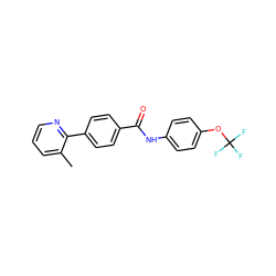 Cc1cccnc1-c1ccc(C(=O)Nc2ccc(OC(F)(F)F)cc2)cc1 ZINC000038149540