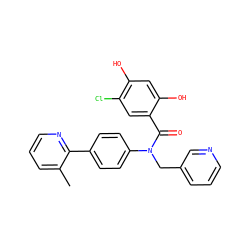 Cc1cccnc1-c1ccc(N(Cc2cccnc2)C(=O)c2cc(Cl)c(O)cc2O)cc1 ZINC000653755695