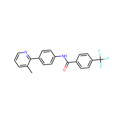 Cc1cccnc1-c1ccc(NC(=O)c2ccc(C(F)(F)F)cc2)cc1 ZINC000038156658