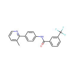 Cc1cccnc1-c1ccc(NC(=O)c2cccc(C(F)(F)F)c2)cc1 ZINC000038156654