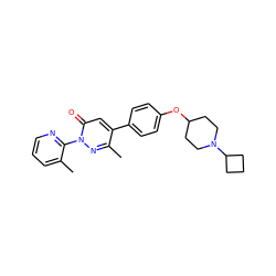 Cc1cccnc1-n1nc(C)c(-c2ccc(OC3CCN(C4CCC4)CC3)cc2)cc1=O ZINC000073198889