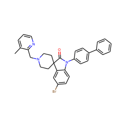 Cc1cccnc1CN1CCC2(CC1)C(=O)N(c1ccc(-c3ccccc3)cc1)c1ccc(Br)cc12 ZINC000084712107