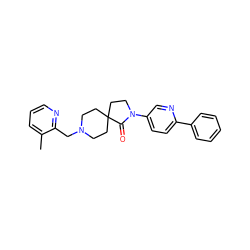 Cc1cccnc1CN1CCC2(CC1)CCN(c1ccc(-c3ccccc3)nc1)C2=O ZINC000096286162