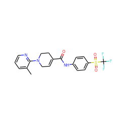 Cc1cccnc1N1CC=C(C(=O)Nc2ccc(S(=O)(=O)C(F)(F)F)cc2)CC1 ZINC000042889368