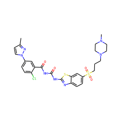 Cc1ccn(-c2ccc(Cl)c(C(=O)NC(=O)Nc3nc4ccc(S(=O)(=O)CCCN5CCN(C)CC5)cc4s3)c2)n1 ZINC000117113547