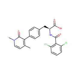 Cc1ccn(C)c(=O)c1-c1ccc(C[C@H](NC(=O)c2c(Cl)cccc2Cl)C(=O)O)cc1 ZINC000034310144