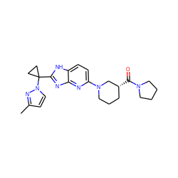 Cc1ccn(C2(c3nc4nc(N5CCC[C@@H](C(=O)N6CCCC6)C5)ccc4[nH]3)CC2)n1 ZINC000221404395