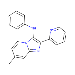 Cc1ccn2c(Nc3ccccc3)c(-c3ccccn3)nc2c1 ZINC000038149256