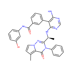 Cc1ccn2nc([C@H](C)Nc3ncnc(N)c3-c3cccc(C(=O)Nc4cccc(O)c4)c3)n(-c3ccccc3)c(=O)c12 ZINC000224293721