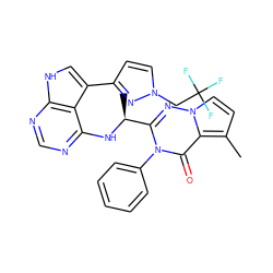 Cc1ccn2nc([C@H](C)Nc3ncnc4[nH]cc(-c5ccn(CC(F)(F)F)n5)c34)n(-c3ccccc3)c(=O)c12 ZINC001772643704