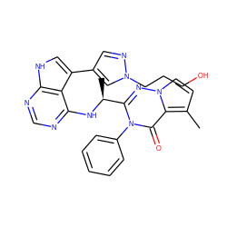 Cc1ccn2nc([C@H](C)Nc3ncnc4[nH]cc(-c5cnn(CCCO)c5)c34)n(-c3ccccc3)c(=O)c12 ZINC000224286262