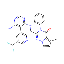 Cc1ccn2nc(CNc3ncnc(N)c3-c3cncc(C(F)F)c3)n(-c3ccccc3)c(=O)c12 ZINC001772621983