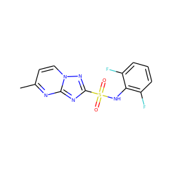 Cc1ccn2nc(S(=O)(=O)Nc3c(F)cccc3F)nc2n1 ZINC000000481639