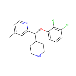 Cc1ccnc([C@H](Oc2cccc(Cl)c2Cl)C2CCNCC2)c1 ZINC000043078114