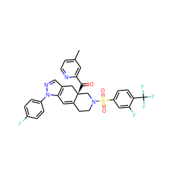 Cc1ccnc(C(=O)[C@]23Cc4cnn(-c5ccc(F)cc5)c4C=C2CCN(S(=O)(=O)c2ccc(C(F)(F)F)c(F)c2)C3)c1 ZINC000142048936