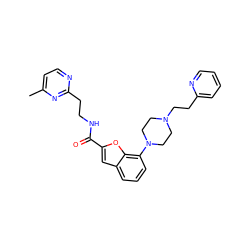 Cc1ccnc(CCNC(=O)c2cc3cccc(N4CCN(CCc5ccccn5)CC4)c3o2)n1 ZINC000114869813