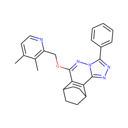 Cc1ccnc(COc2nn3c(-c4ccccc4)nnc3c3c2C2CCC3CC2)c1C ZINC000013610249