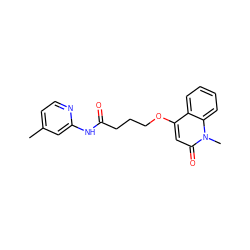 Cc1ccnc(NC(=O)CCCOc2cc(=O)n(C)c3ccccc23)c1 ZINC000004057390