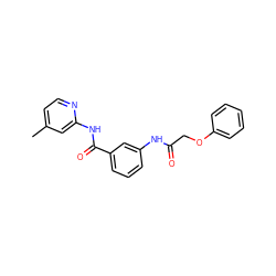 Cc1ccnc(NC(=O)c2cccc(NC(=O)COc3ccccc3)c2)c1 ZINC000004631086