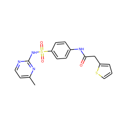 Cc1ccnc(NS(=O)(=O)c2ccc(NC(=O)Cc3cccs3)cc2)n1 ZINC000000892611