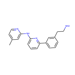 Cc1ccnc(Nc2cccc(-c3cccc(CCN)c3)n2)c1 ZINC000084918366