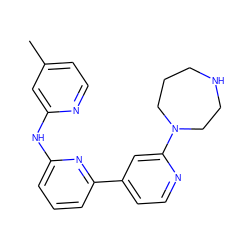 Cc1ccnc(Nc2cccc(-c3ccnc(N4CCCNCC4)c3)n2)c1 ZINC000084706163