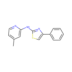 Cc1ccnc(Nc2nc(-c3ccccc3)cs2)c1 ZINC000000190240