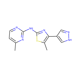 Cc1ccnc(Nc2nc(-c3cn[nH]c3)c(C)s2)n1 ZINC000072188048