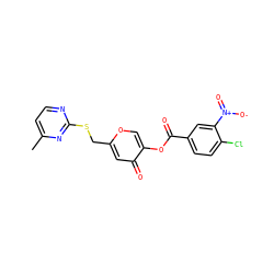 Cc1ccnc(SCc2cc(=O)c(OC(=O)c3ccc(Cl)c([N+](=O)[O-])c3)co2)n1 ZINC000008683856