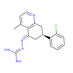 Cc1ccnc2c1/C(=N/N=C(N)N)C[C@H](c1ccccc1Cl)C2 ZINC000013474670