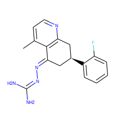 Cc1ccnc2c1/C(=N/N=C(N)N)C[C@H](c1ccccc1F)C2 ZINC000013474697