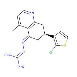 Cc1ccnc2c1/C(=N/N=C(N)N)C[C@H](c1ccsc1Cl)C2 ZINC000013474724