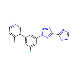 Cc1ccncc1-c1cc(F)cc(-n2nnc(-c3ncc[nH]3)n2)c1 ZINC000028395691