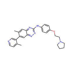 Cc1ccncc1-c1cc2nnc(Nc3ccc(OCCN4CCCC4)cc3)nc2cc1C ZINC000096167753