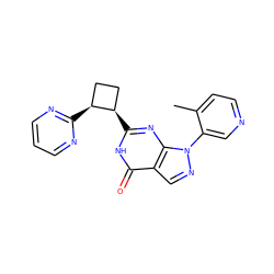 Cc1ccncc1-n1ncc2c(=O)[nH]c([C@@H]3CC[C@@H]3c3ncccn3)nc21 ZINC000145066079