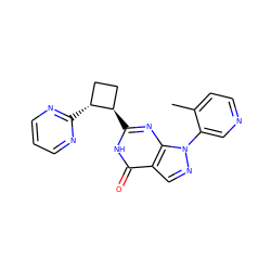 Cc1ccncc1-n1ncc2c(=O)[nH]c([C@@H]3CC[C@H]3c3ncccn3)nc21 ZINC000145066505