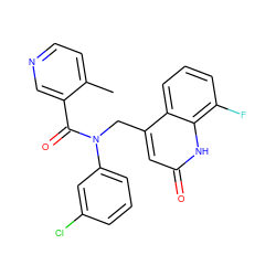 Cc1ccncc1C(=O)N(Cc1cc(=O)[nH]c2c(F)cccc12)c1cccc(Cl)c1 ZINC000045498727