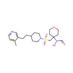 Cc1ccncc1CCC1CCN(S(=O)(=O)CC2(N(O)C=O)CCOCC2)CC1 ZINC000071294360