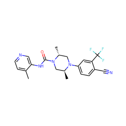 Cc1ccncc1NC(=O)N1C[C@H](C)N(c2ccc(C#N)c(C(F)(F)F)c2)C[C@H]1C ZINC000013679708