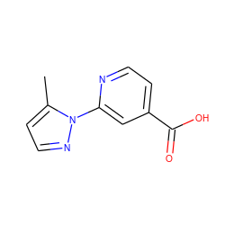 Cc1ccnn1-c1cc(C(=O)O)ccn1 ZINC000146783615